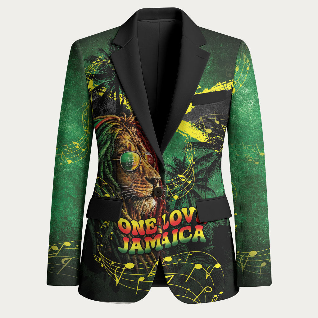 One Love Jamaica Blazer Rastafarian Lion Reggae Grunge Style