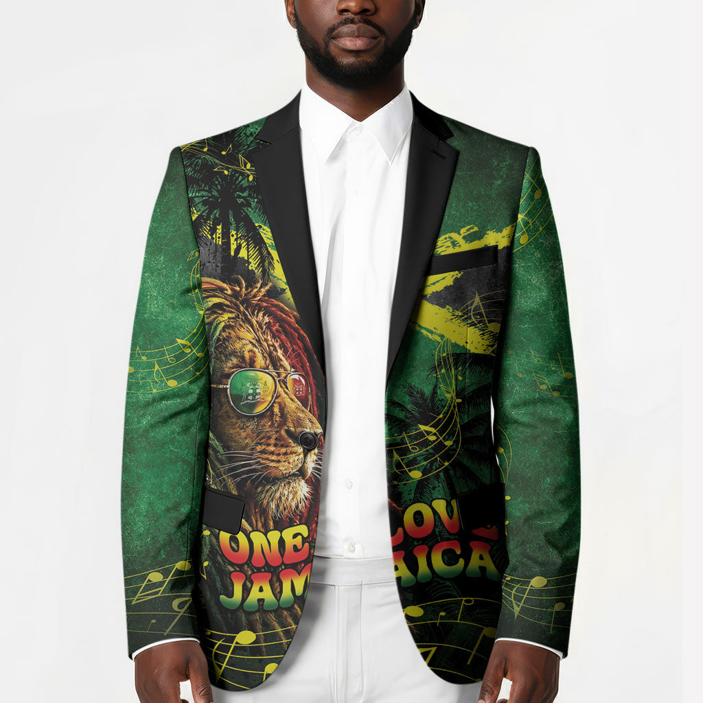 One Love Jamaica Blazer Rastafarian Lion Reggae Grunge Style