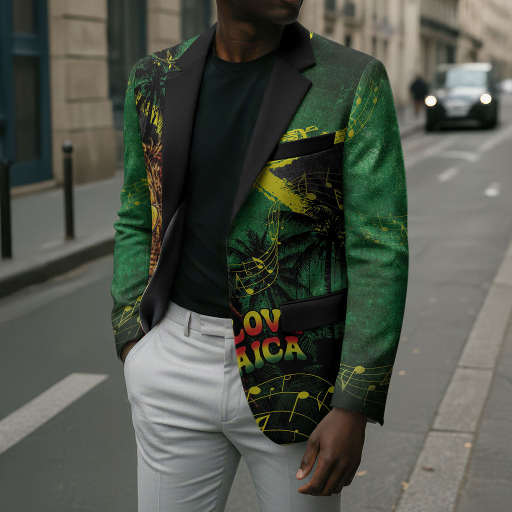 One Love Jamaica Blazer Rastafarian Lion Reggae Grunge Style