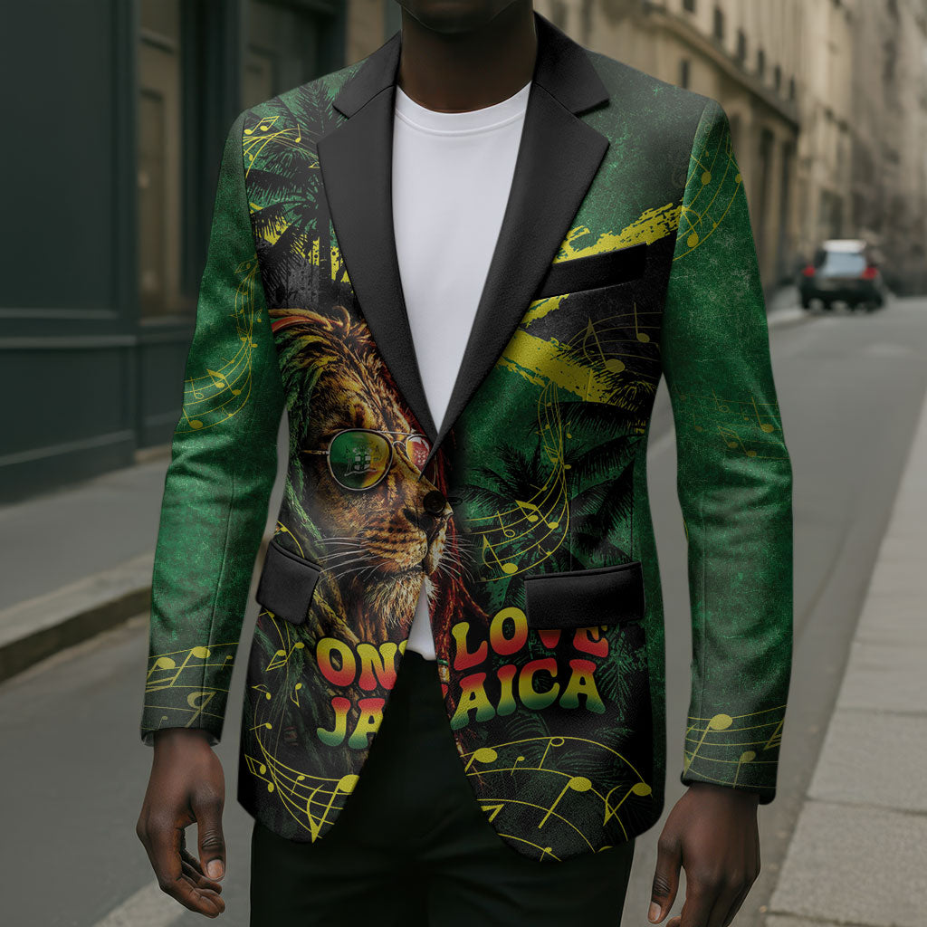 One Love Jamaica Blazer Rastafarian Lion Reggae Grunge Style