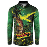 One Love Jamaica Button Sweatshirt Rastafarian Lion Reggae Grunge Style