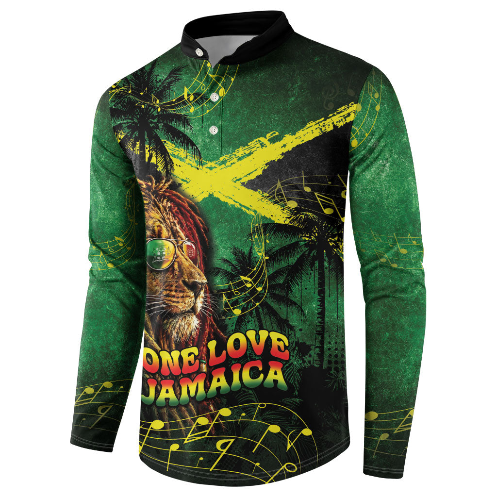 One Love Jamaica Button Sweatshirt Rastafarian Lion Reggae Grunge Style