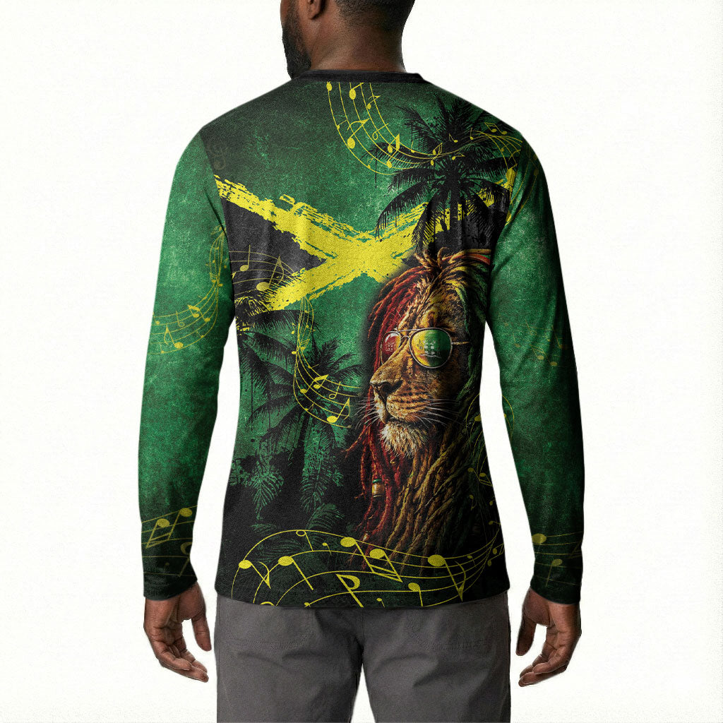 One Love Jamaica Button Sweatshirt Rastafarian Lion Reggae Grunge Style