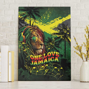 One Love Jamaica Canvas Wall Art Rastafarian Lion Reggae Grunge Style