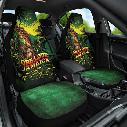 One Love Jamaica Car Seat Cover Rastafarian Lion Reggae Grunge Style