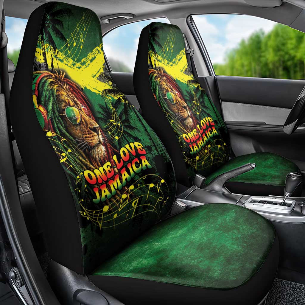 One Love Jamaica Car Seat Cover Rastafarian Lion Reggae Grunge Style