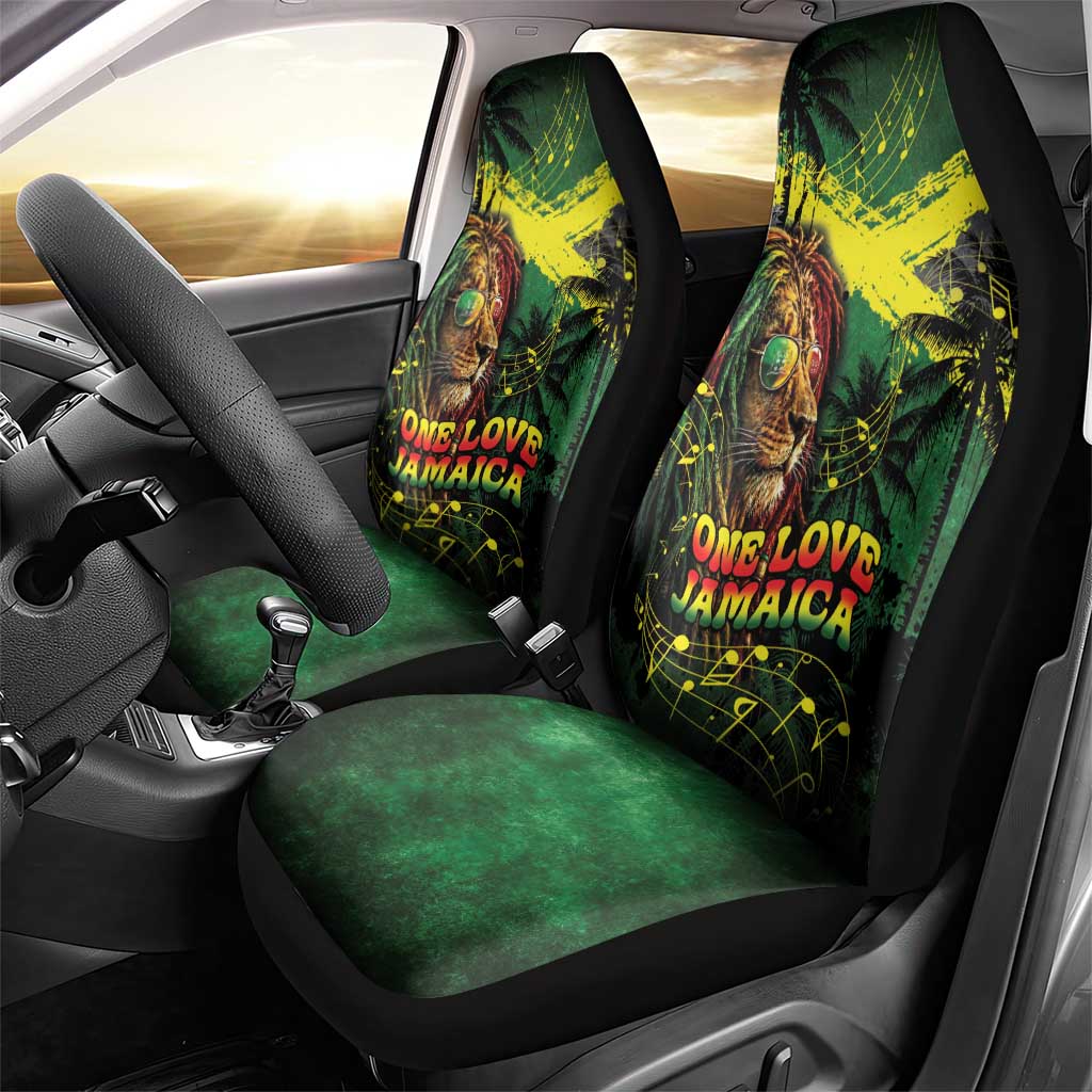 One Love Jamaica Car Seat Cover Rastafarian Lion Reggae Grunge Style
