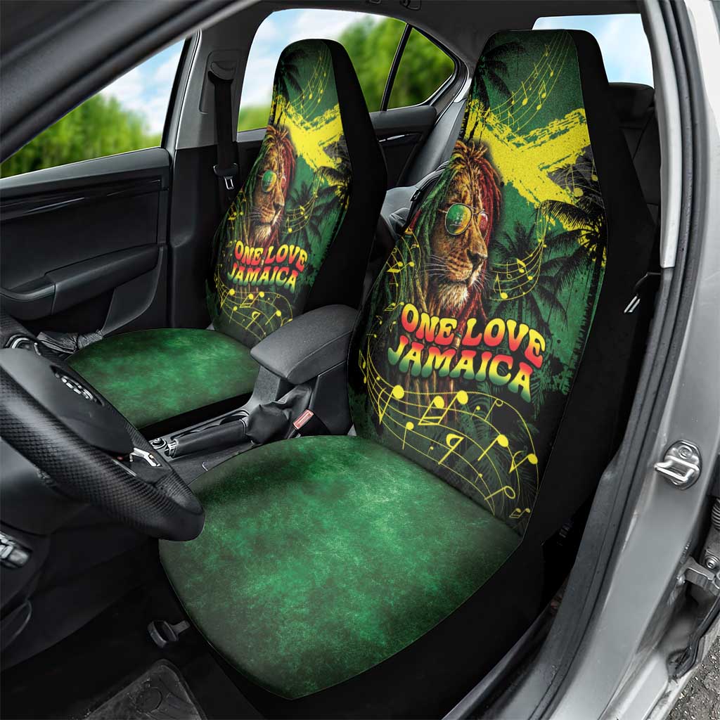 One Love Jamaica Car Seat Cover Rastafarian Lion Reggae Grunge Style