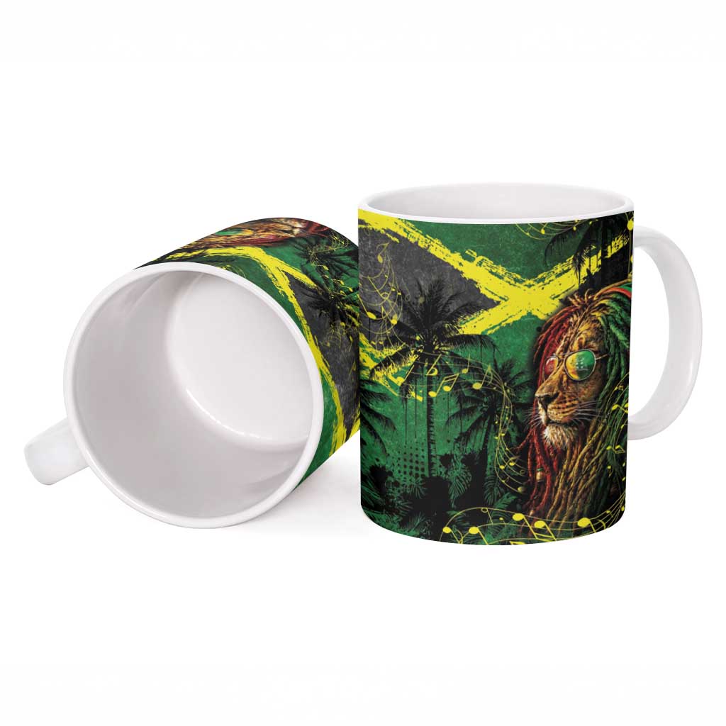One Love Jamaica Ceramic Mug Rastafarian Lion Reggae Grunge Style