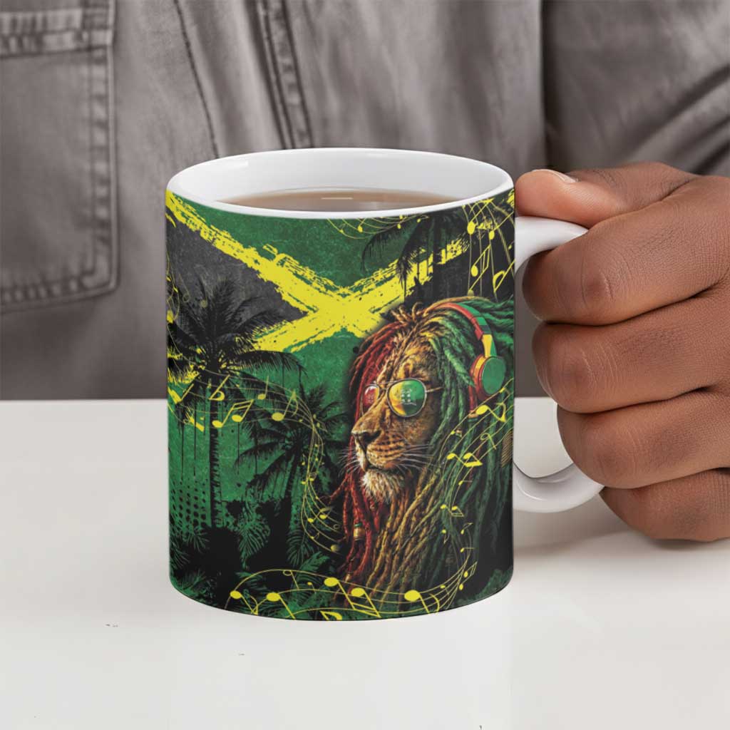 One Love Jamaica Ceramic Mug Rastafarian Lion Reggae Grunge Style