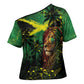 One Love Jamaica Cross Shoulder Shirt Rastafarian Lion Reggae Grunge Style