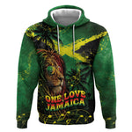 One Love Jamaica Hoodie Rastafarian Lion Reggae Grunge Style