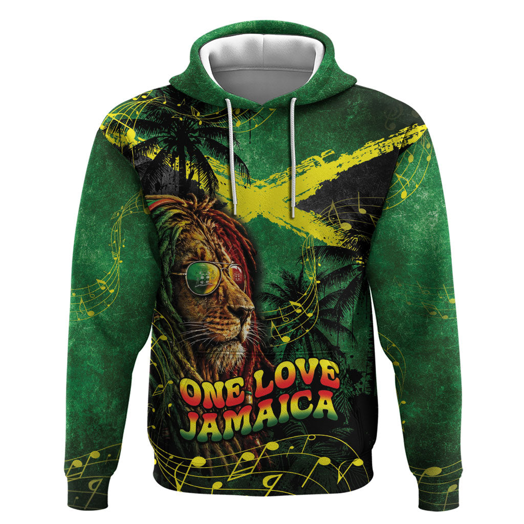 One Love Jamaica Hoodie Rastafarian Lion Reggae Grunge Style