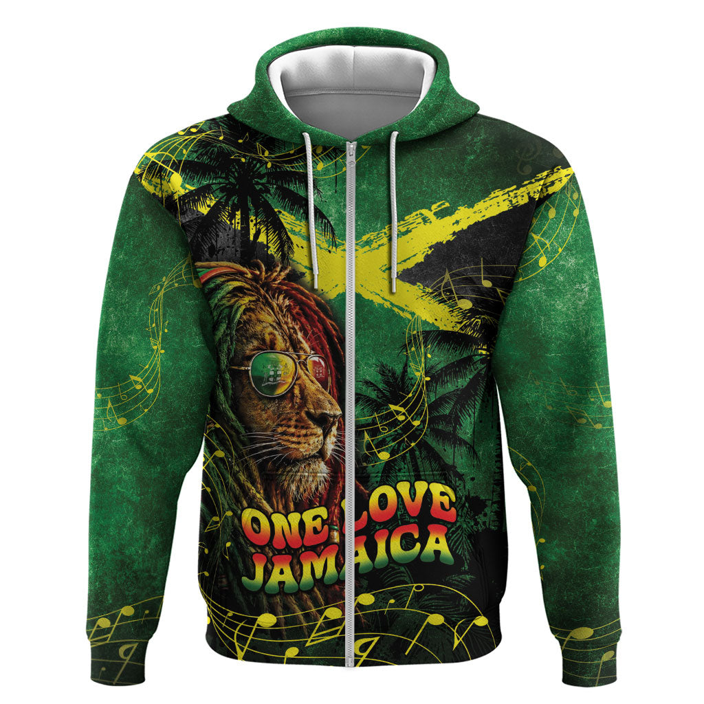 One Love Jamaica Hoodie Rastafarian Lion Reggae Grunge Style