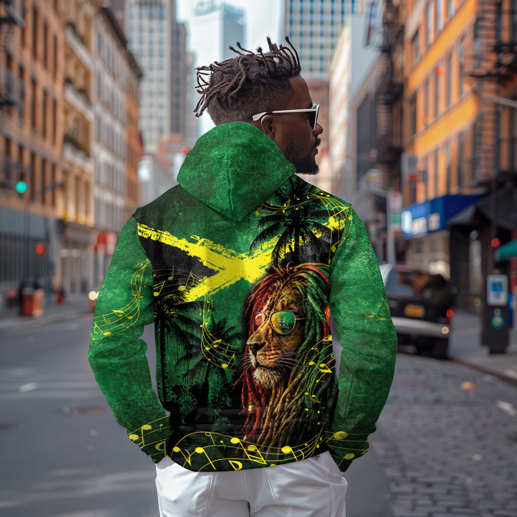 One Love Jamaica Hoodie Rastafarian Lion Reggae Grunge Style