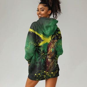 One Love Jamaica Hoodie Dress Rastafarian Lion Reggae Grunge Style