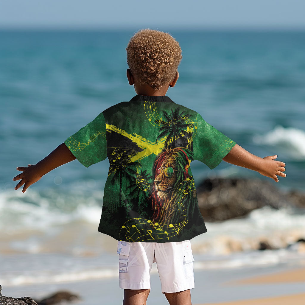 One Love Jamaica Kid Hawaiian Shirt Rastafarian Lion Reggae Grunge Style