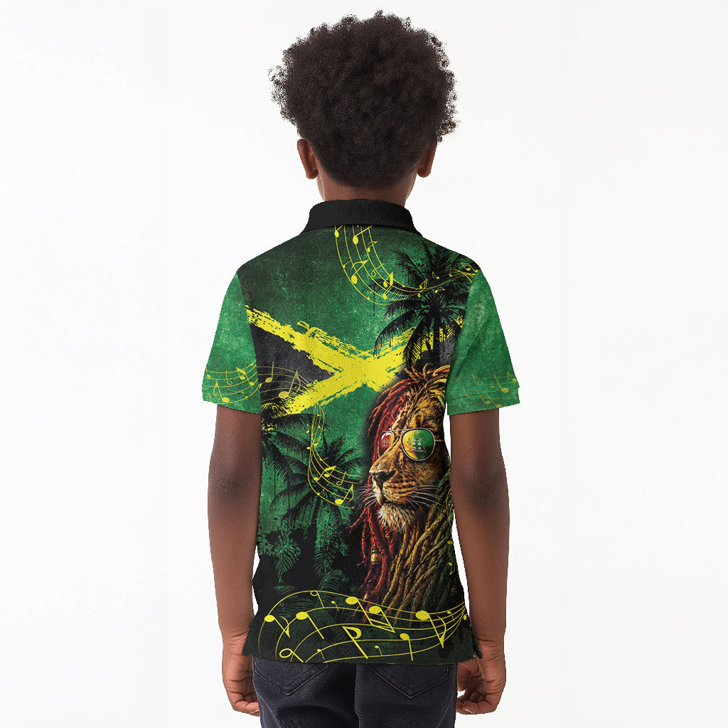 One Love Jamaica Kid Polo Shirt Rastafarian Lion Reggae Grunge Style