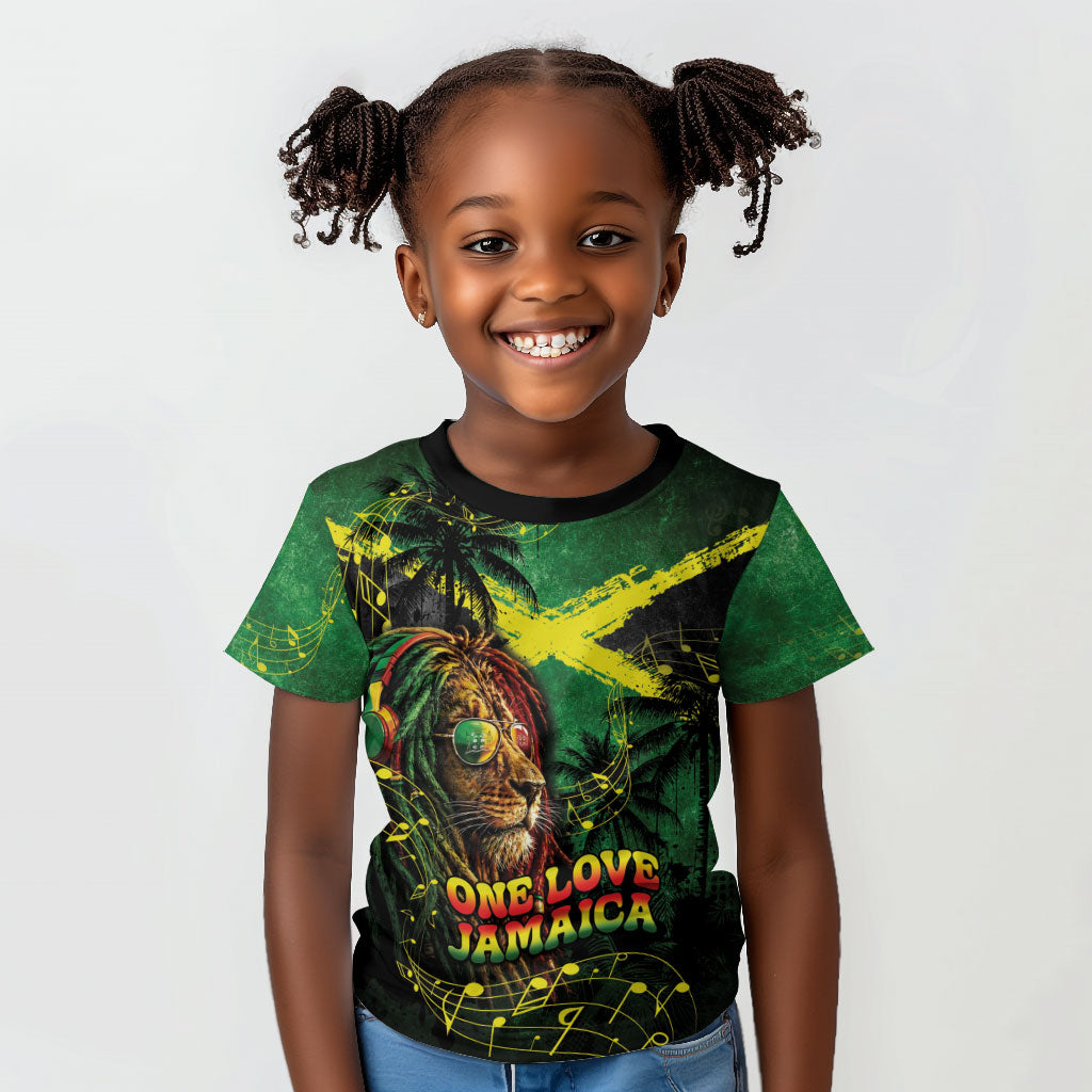 One Love Jamaica Kid T shirt Rastafarian Lion Reggae Grunge Style
