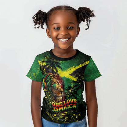 One Love Jamaica Kid T shirt Rastafarian Lion Reggae Grunge Style