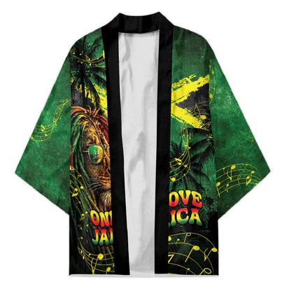 One Love Jamaica Kimono Rastafarian Lion Reggae Grunge Style