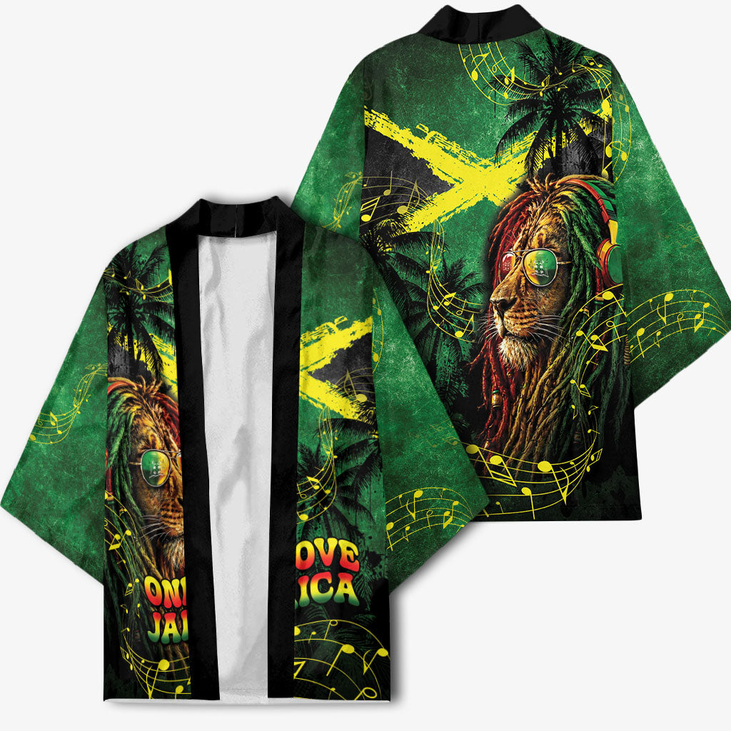 One Love Jamaica Kimono Rastafarian Lion Reggae Grunge Style