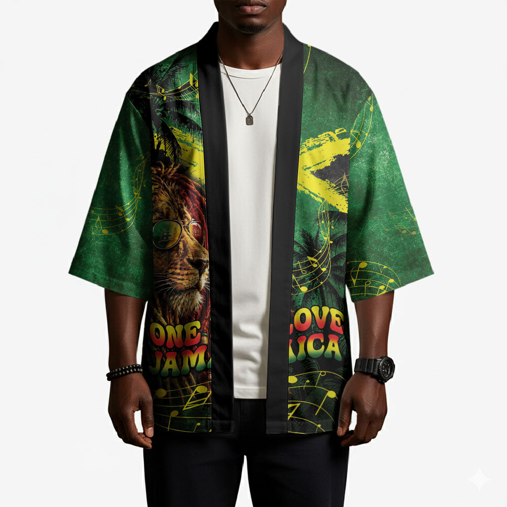 One Love Jamaica Kimono Rastafarian Lion Reggae Grunge Style
