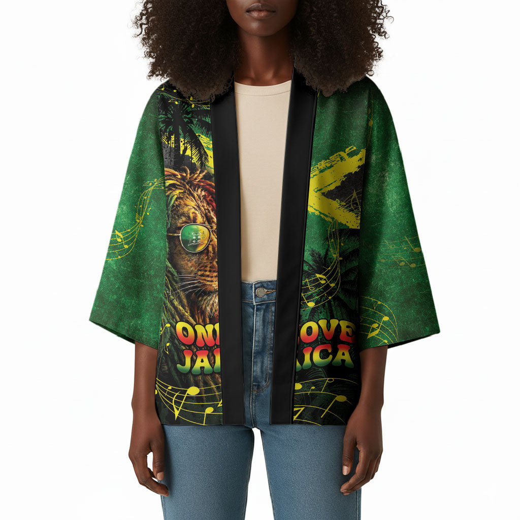 One Love Jamaica Kimono Rastafarian Lion Reggae Grunge Style