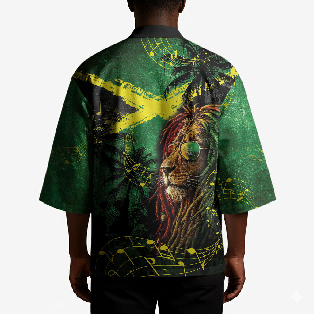 One Love Jamaica Kimono Rastafarian Lion Reggae Grunge Style