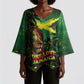 One Love Jamaica Kimono Sleeve Blouse Rastafarian Lion Reggae Grunge Style