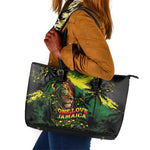 One Love Jamaica Leather Tote Bag Rastafarian Lion Reggae Grunge Style