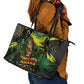 One Love Jamaica Leather Tote Bag Rastafarian Lion Reggae Grunge Style
