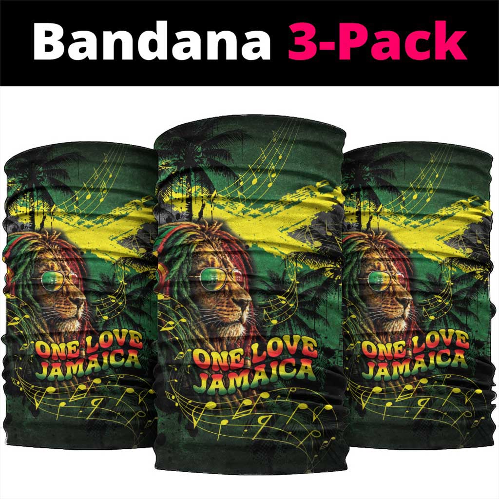 One Love Jamaica Neck Gaiter Rastafarian Lion Reggae Grunge Style