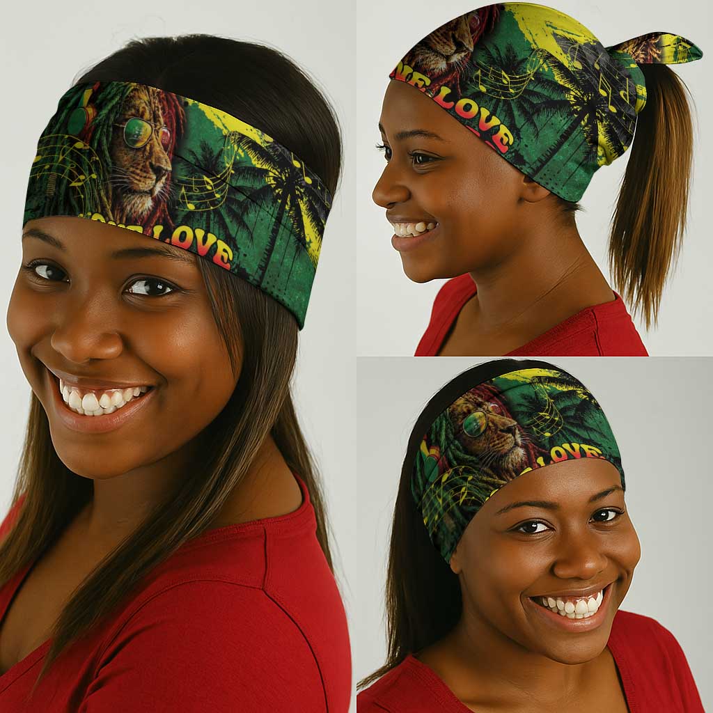 One Love Jamaica Neck Gaiter Rastafarian Lion Reggae Grunge Style