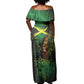 One Love Jamaica Off Shoulder Maxi Dress Rastafarian Lion Reggae Grunge Style