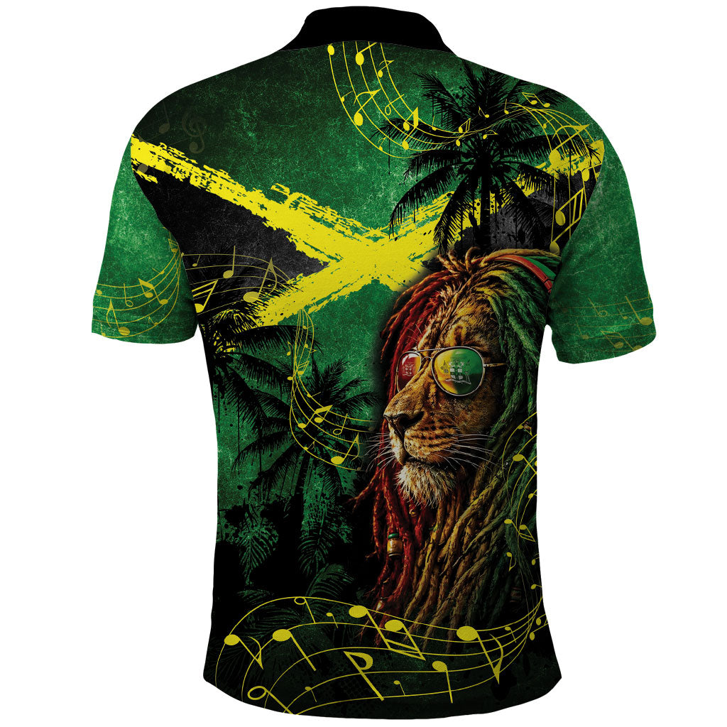 One Love Jamaica Polo Shirt Rastafarian Lion Reggae Grunge Style