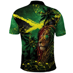 One Love Jamaica Polo Shirt Rastafarian Lion Reggae Grunge Style