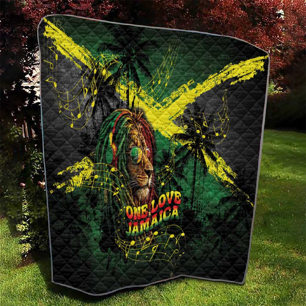 One Love Jamaica Quilt Rastafarian Lion Reggae Grunge Style