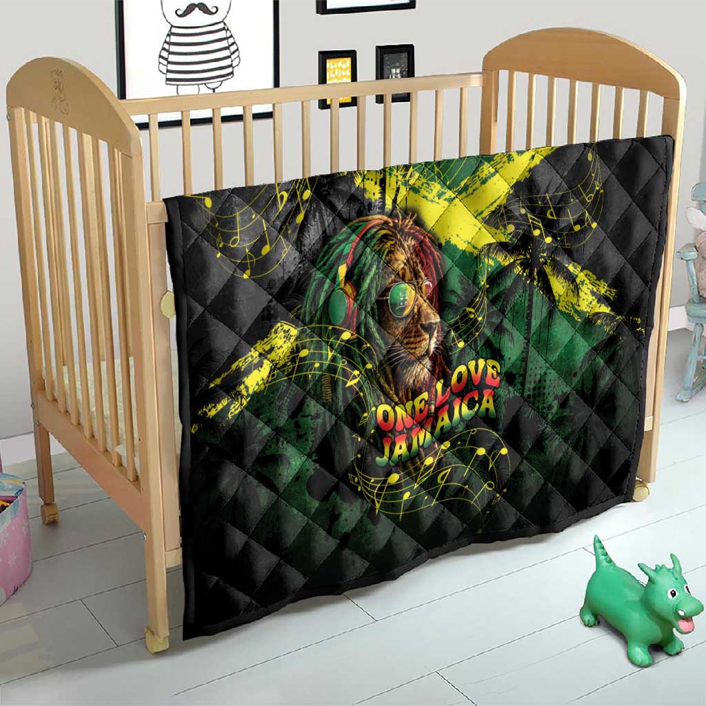 One Love Jamaica Quilt Rastafarian Lion Reggae Grunge Style