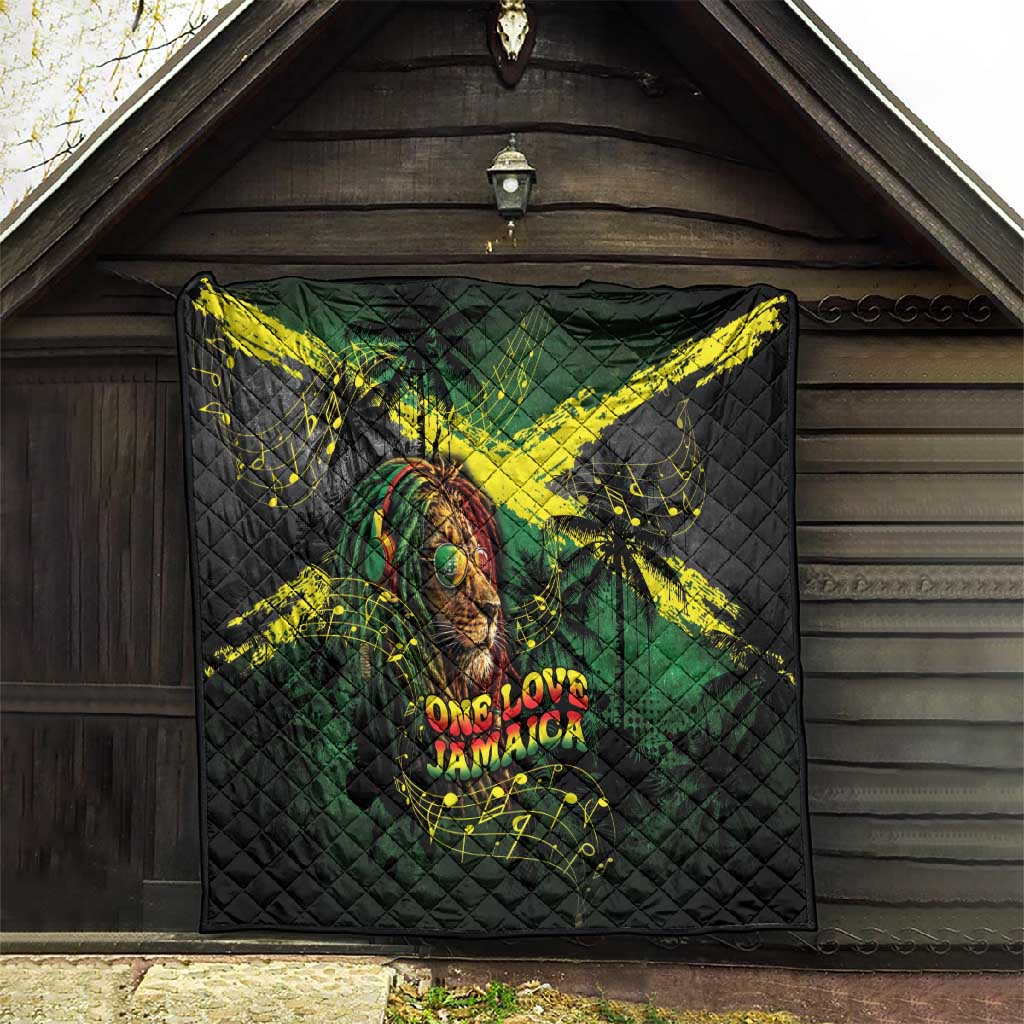 One Love Jamaica Quilt Rastafarian Lion Reggae Grunge Style