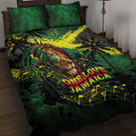 One Love Jamaica Quilt Bed Set Rastafarian Lion Reggae Grunge Style