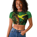One Love Jamaica Raglan Cropped T shirt Rastafarian Lion Reggae Grunge Style