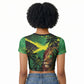 One Love Jamaica Raglan Cropped T shirt Rastafarian Lion Reggae Grunge Style