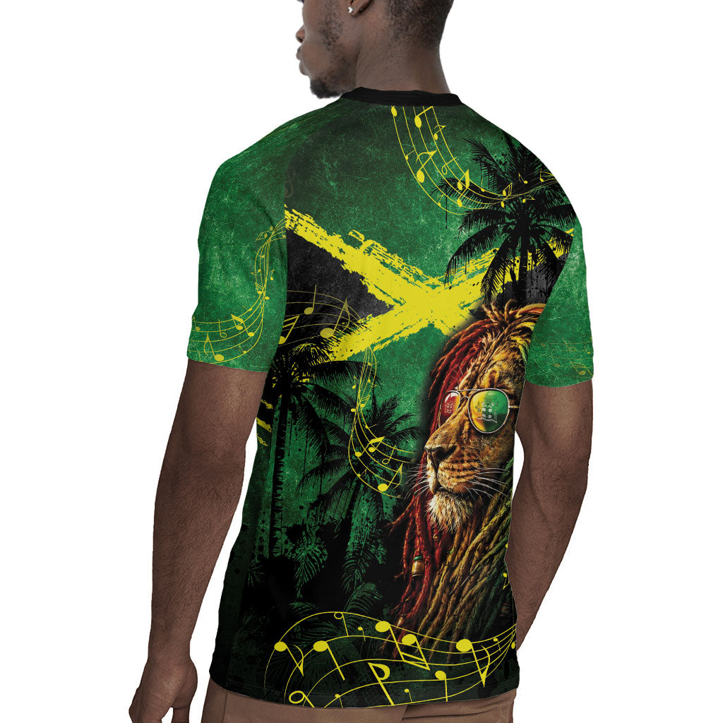 One Love Jamaica Rugby Jersey Rastafarian Lion Reggae Grunge Style