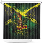 One Love Jamaica Shower Curtain Rastafarian Lion Reggae Grunge Style