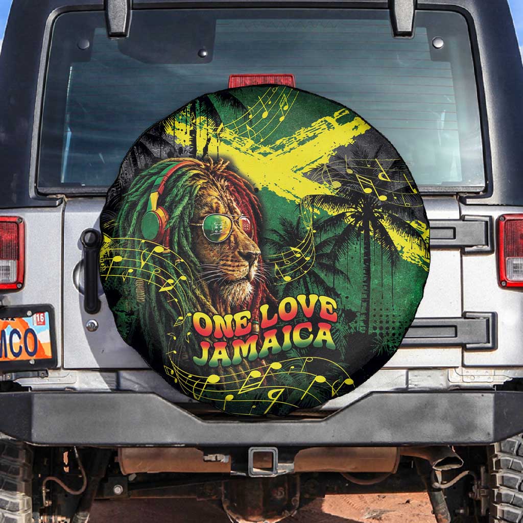 One Love Jamaica Spare Tire Cover Rastafarian Lion Reggae Grunge Style