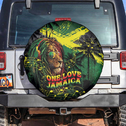 One Love Jamaica Spare Tire Cover Rastafarian Lion Reggae Grunge Style