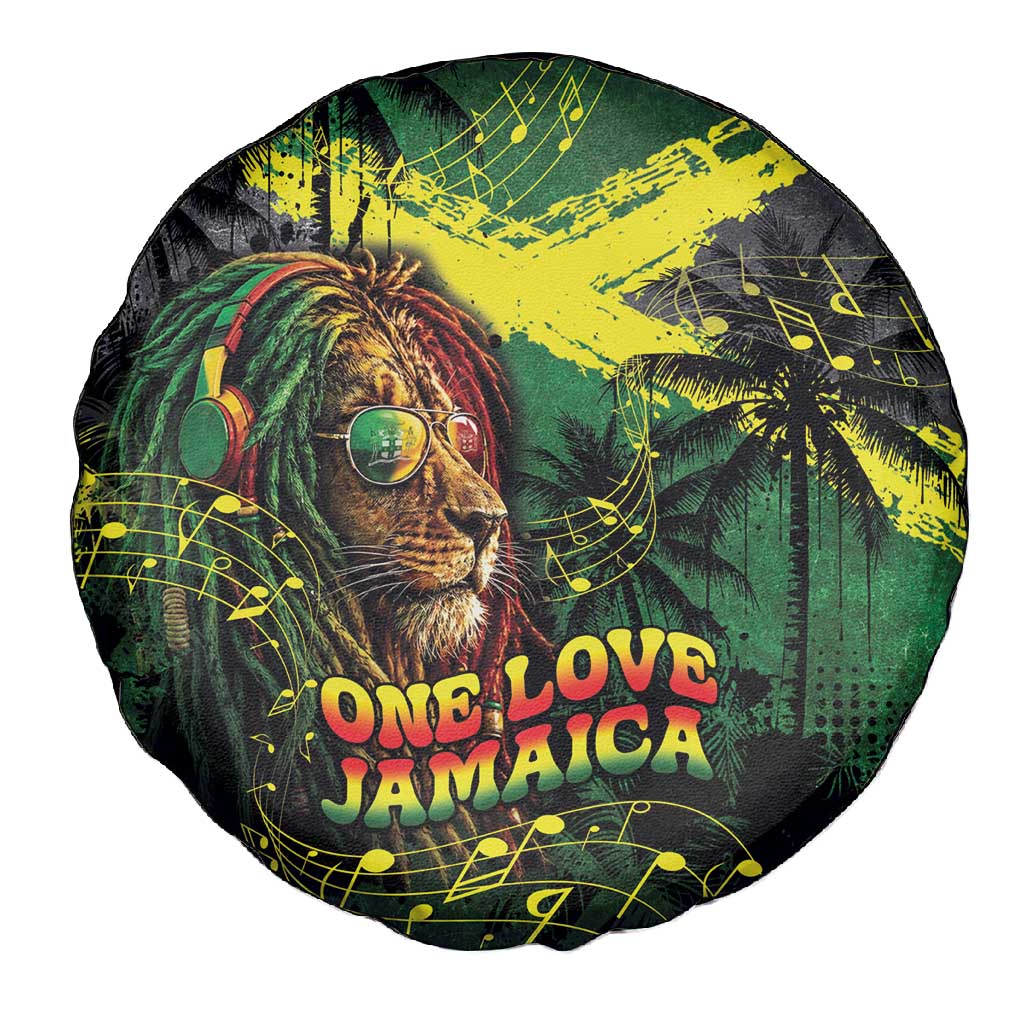 One Love Jamaica Spare Tire Cover Rastafarian Lion Reggae Grunge Style