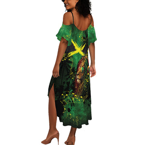 One Love Jamaica Summer Maxi Dress Rastafarian Lion Reggae Grunge Style