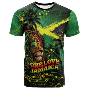 One Love Jamaica T shirt Rastafarian Lion Reggae Grunge Style